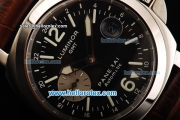Panerai Luminor GMT PAM 088 Swiss Valjoux 7750 Automatic Movement Steel Case with Black Dial and White Markers