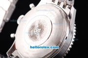 Breitling Navitimer Chronograph Quartz Movement Silver Case with Blue Dial and SS Strap-Stick Markers