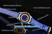 Vacheron Constantin Metiers D Art Miyota OS2035 Quartz Steel Case with Blue Dial and Blue Leather Strap