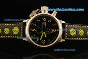 U-Boat Italo Fontana Chronograph Miyota Quartz Movement Steel Case with Black Dial and Yellow Markers-Black Leather Strap U-Boat Italo Fontana Chronograph Miyota Quartz Movement Steel Case with Black Dial and Yellow Markers-Black Leather Strap
