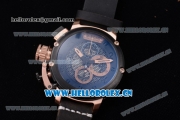 U-Boat Chimera Skeleton Chronograph Miyota OS10 Quartz Rose Gold Case with Skeleton Dial and Black Leather Strap