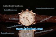 IWC Portuguese Chrono Miyota OS20 Quartz Rose Gold Case with White Dial Numeral Markers and Brown Leather Bracelet