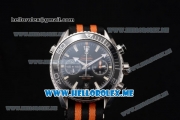 Omega Seamaster Planet Ocean Chronograph Swiss Valjoux 7750 Automatic Steel Case with Black Dial and Stick Markers Black/Orange Nylon Strap (EF)