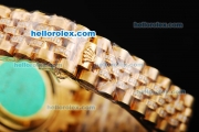 Rolex Datejust Automatic Movement Golden Case with White Dial and Blue Diamond Markers