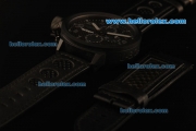 U-Boat Chronograph Swiss Valjoux 7750 Automatic Movement PVD Case with Black Dial and Black Leather Strap