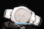 Rolex Yacht-Master Automatic SS Case with Beige Dial-White Markers and Red Second Hand-Visible Back