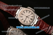 Patek Philippe Nautilus Miyota 9015 Automatic Steel Case with White Stick Markers and White Dial (BP)