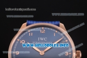 IWC Portuguese Asia 6497 Manual Winding Rose Gold Case with Blue Dial and Arbaic Numeral Markers