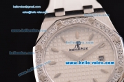 Audemars Piguet Royal Oak Lady Miyota OS2035 Quartz Steel Case with Diamond Bezel and White Rubber Strap