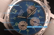 Panerai Luminor Regatta Pam 162 Automatic Full Steel with Blue Dial and White Leather Strap-7750 Coating