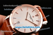 Vacheron Constantin Malte Miyota Quartz Rose Gold Case with Brown Leather Bracelet White Dial and Stick Markers