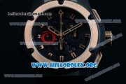 Hublot King Power Chrono Swiss Valjoux 7750 Automatic PVD Case with Black Dial Rose Gold Bezel and Black Rubber Strap