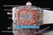 Richard Mille RM 07-02 Miyota 9015 Automatic Pink Sapphire Case with White Rubber Strap and Blue MOP Dial White Markers