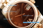 Rolex Datejust Automatic Movement Steel Case with Brown Dial and Two Tone Strap