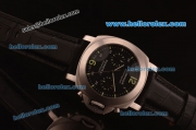 Panerai Chrono Luminor PAM 253 Automatic Steel Case with Black Dial and Black Leather Strap-7750 Coating