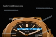 Patek Philippe Nautilus Asia Automatic Yellow Gold Case with Black Dial and White Sitck Markers