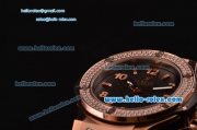 Hublot Big Bang Swiss Quartz Rose Gold Case with Stick/Numeral Markers Diamond Bezel and Black Rubber Strap