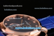 Vacheron Constantin Malte Miyota Quartz Rose Gold Case with Blue Leather Bracelet Diamond Markers and Blue Dial