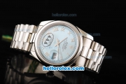 Rolex Datejust Swiss ETA 2836 Automatic Movement Full Steel with Silver Roman Markers and Blue Dial