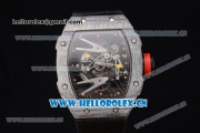 Richard Mille RM027-2 Miyota 9015 Automatic Carbon Fiber Case with Skeleton Dial Dot Markers and Black Nylon Strap