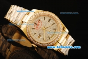 Rolex Day-Date II Automatic Movement Gold Case/Strap with Diamond Dial and Diamond Bezel