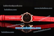 Vacheron Constantin Patrimony Swiss ETA 2824 Automatic Rose Gold Case with Red Leather Strap Black Dial and Stick/Numeral Markers
