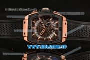 Hublot MP-06 Senna Chrono Miyota OS20 Quartz Rose Gold Case with Skeleton Dial PVD Bezel and Black Leather Strap