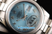 Rolex Datejust Swiss ETA 2836 Automatic Movement Full Steel with Silver Roman Markers and Blue Dial