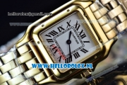 Cartier Santos 100 Japanese Miyota Quartz Yellow Gold Case with White Dial Roman Numberal Markers and Yellow Gold Bracelet