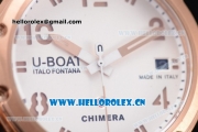 U-Boat Chimera Automatic Asia ST25 Automatic Rose Gold Case White Dial Black Leather Strap and Rose Gold Bezel