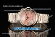 1:1 Cartier Ballon Bleu De 2671 Auto Steel Case with Pink Dial and Steel Bracelet