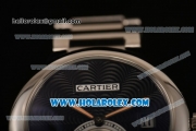 Cartier Rotonde De Miyota Quartz Steel Case/Bracelet with Black Dial