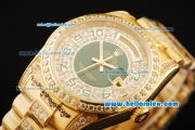 Rolex Day-Date Automatic Full Gold with Green Dial and Diamond Bezel/Strap