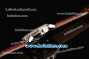 Vacheron Constantin Patrimony Swiss ETA 2824 Automatic Steel Case with Brown Leather Strap White Dial and Diamond Bezel