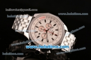 Breitling for Bentley Barnato Racing Chronograph Swiss Valjoux 7750 Automatic Steel Case with White Dial and Steel Strap