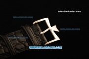 Vacheron Constantin Malte Swiss ETA 2824 Automatic Steel Case with Diamond Bezel and Black Dial-Alligator Strap