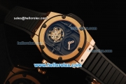 Hublot King Power Swiss Tourbillon Manual Winding Movement Rose Gold Case with Black Rubber Strap