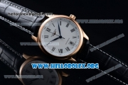 Longines Master Swiss ETA 2824 Automatic Rose Gold Case with White Dial and Black Leather Strap (AAAF)