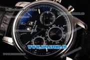 Patek Philippe Grand Complication Chrono Miyota OS20 Quartz Steel Case with Black Dial and Silver Stick Markers