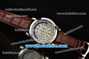 Patek Philippe Complicated World Time Chrono Miyota Quartz Steel Case with White Dial and Stick Markers