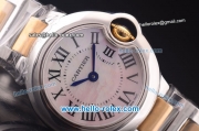 Cartier Ballon bleu de Swiss ETA Quartz Steel Case with White MOP Dial and Two Tone Strap