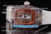Richard Mille RM 07-02 Miyota 9015 Automatic Pink Sapphire Case with White Rubber Strap White Markers and Blue MOP Dial