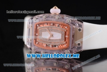 Richard Mille RM 07-02 Miyota 9015 Automatic Pink Sapphire Case with White Rubber Strap and White MOP Dial White Markers