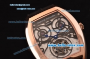 Franck Muller Giga Tourbillon ST22 Automatic Rose Gold Case with Black Leather Strap and White Dial -Blue Hands