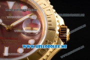 Rolex Yacht-Master 40 Clone Rolex 3135 Automatic Yellow Gold Case/Bracelet with Black MOP Dial and Dot Markers (BP)