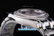 Rolex Day-Date Oyster Perpetual Automatic Full Diamond Bezel and Dial,Blue Circle with Roman Marking-Big Calendar