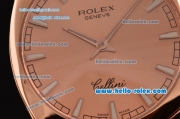 Rolex Cellini Danaos Swiss Quartz Rose Gold Case with Brown Leather Strap Orange Dial Stick Markers