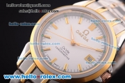 Omega De Ville Automatic Two Tone Case with White Dial and Yellow Gold Markers