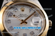 Rolex Day-Date II Asia Automatic Two Tone Case/Bracelet with Silver Dial and Arabic Numeral Markers