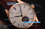 Patek Philippe Calatrava Tourbillon Automatic Rose Gold Case with White Dial and Brown Leather Strap